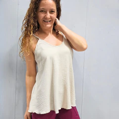 MUSCULOSA CREPE - CREMA - tienda online