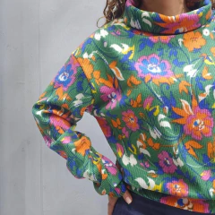 BUZO REGULAR LANILLA - FLORAL VERDE en internet