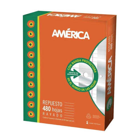 REPUESTO N*3 480 HOJAS RAYADO AMERICA