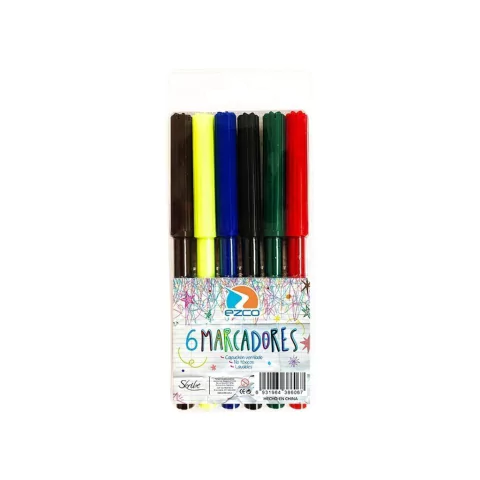 MARCADOR EZCO X 6 COLORES ESCOLARES