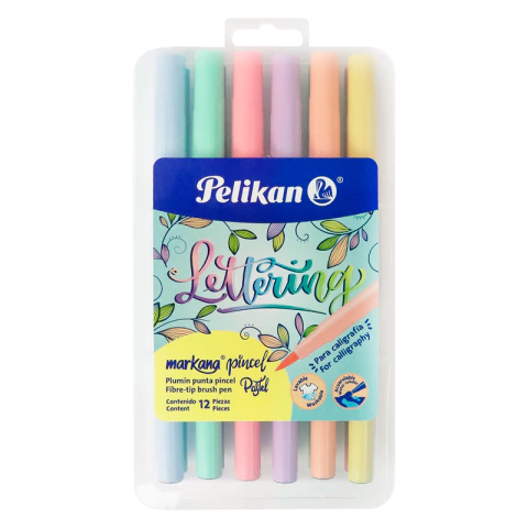 MARCADOR PELIKAN X 12 COLORES MARKANA PASTEL