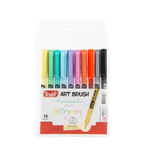 MARCADOR PUNTA PINCEL PASTEL X 10 COLORES ART TRABI - comprar online