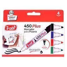 MARCADOR TRABI X 4 COLORES CLASICOS PARA PIZARRA