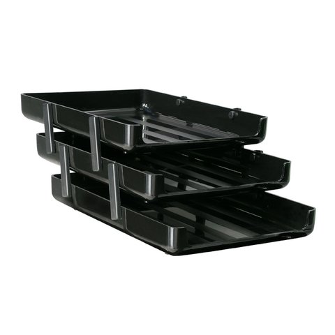 BANDEJA PAPELERA 3 PISOS APILABLES PIZZINI NEGRO