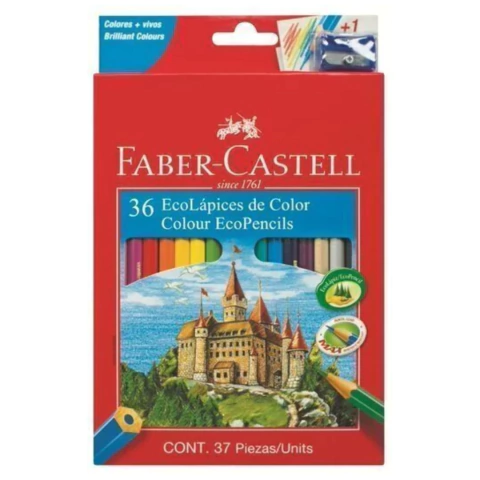 LAPICES COLOR X 36 ECOLAPIZ + SACAPUNTA FABER CASTELL