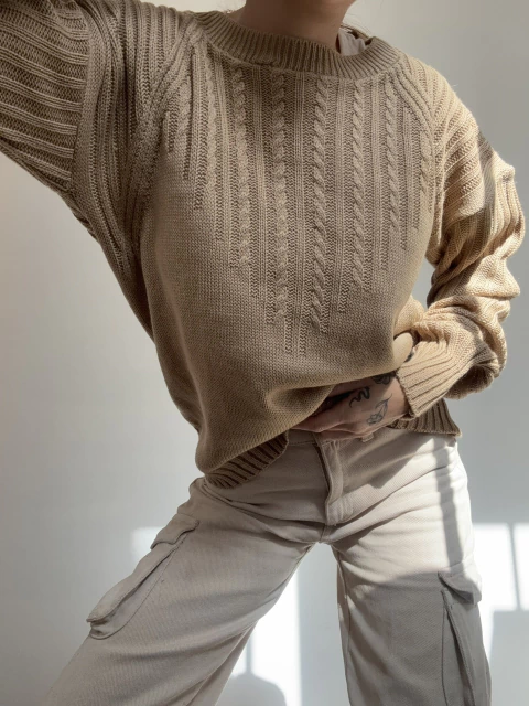 Sweater punto morley trenzadito - comprar online