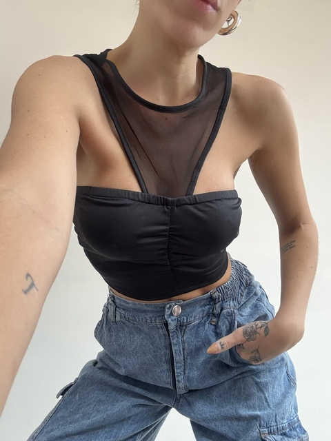 Top frunce lycra c/ microtul