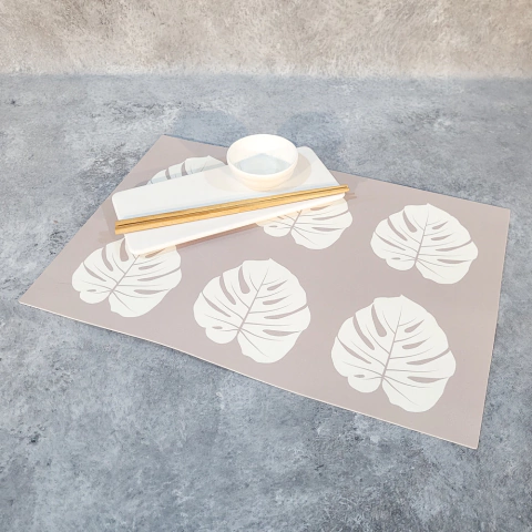 INDIVIDUAL PVC PALMERAS F/GRIS CLAR