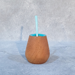 MATE CUIA MADERA CON BORDE COLOR