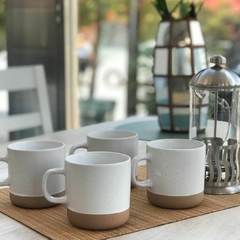 TAZA BLANCA GRANITE C/BASE BEIGE - comprar online