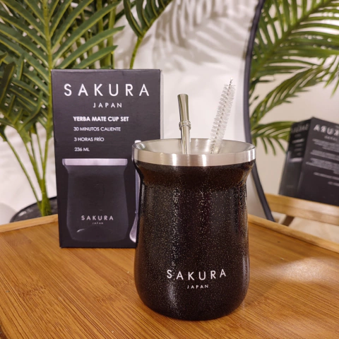 MATE SAKURA ACERO NEGRO C/BOMBILLA