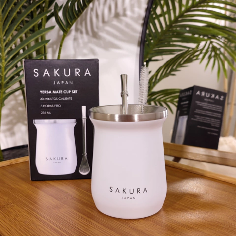 MATE SAKURA ACERO BLANCO C/BOMBILLA