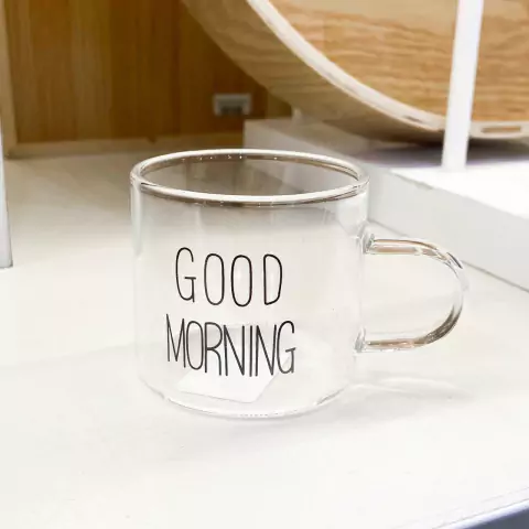 POCILLO VIDRIO 90ML GOOD MORNING