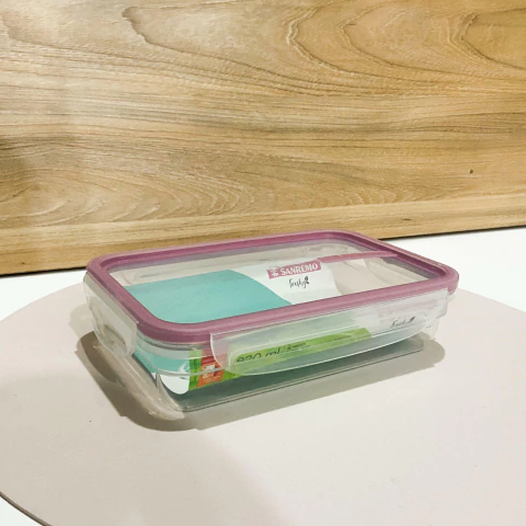 HERMETICO RECTANG. 820ML TAPA ROSA - comprar online