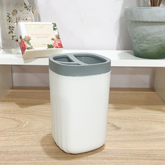 PORTA CEPILLOS PLAST. BLANCO Y GRIS