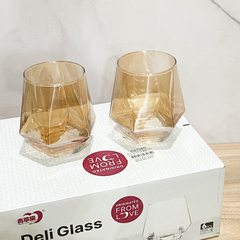 VASO BASE HEXAGONAL DORADO 310ML