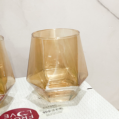 VASO BASE HEXAGONAL DORADO 310ML - comprar online