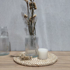 FLORERO BOTELLON VIDRIO RAYADO 22CM - comprar online