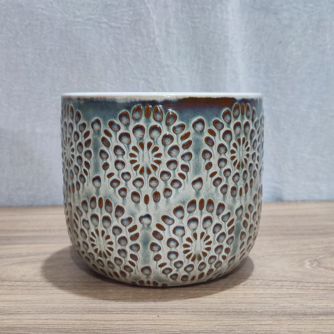 MACETA CERAMICA FLORES MARRONES12CM - comprar online