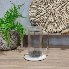 CAFETERA C/EMBOLO 350ML RAYAS - Bazaar novedades