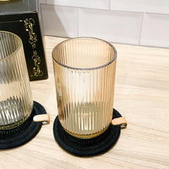 VASO RECTO 420ML VIDRIO ORO LINEAS en internet