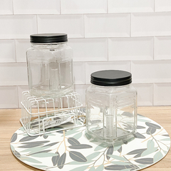 FRASCO VIDRIO CUADR.1450ML T/NEGRA - comprar online