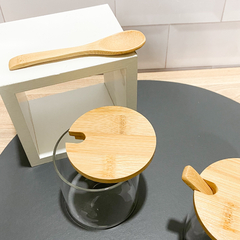 AZUCARERA RECTA VIDRIO TAPA BAMBOO en internet