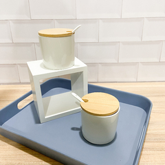 AZUCARERA CERAMICA BLANCA TAPA BAMB