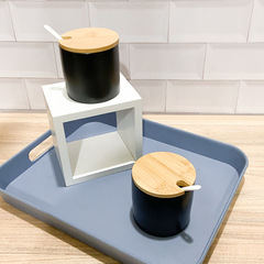 AZUCACRERA CERAMICA NEGRA TAPA BAMB - comprar online