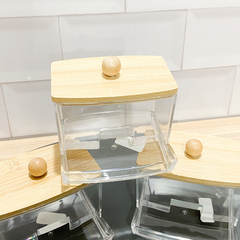 PORTA HISOPOS ACRILICO TAPA BAMBOO - comprar online