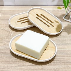 JABONERA PLASTICO BLANCO Y BAMBOO