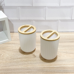 PORTA CEPILLOS RAYADO BLANCO T/BAM