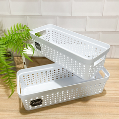 CANASTA PLASTICA BLANCA 34X13CM