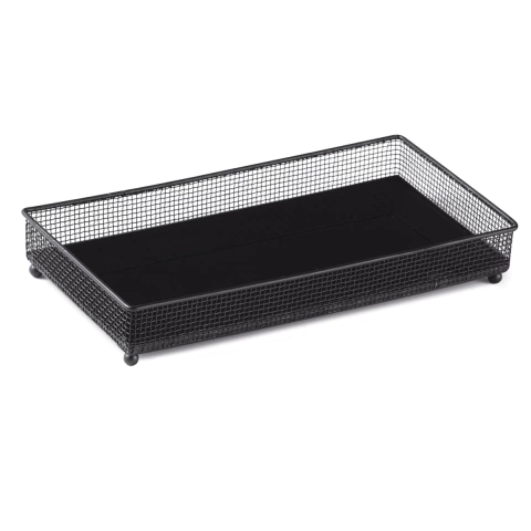 Bandeja Decorativa em Metal com Espelho Preto 28x18cm Mart