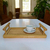 Imagem do Bandeja Decorativa Retangular Bambu e Palhinha com Alça 35x20cm