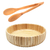 Bowl Canelado 22cm E Pegador de Saladas em Bambu Saladeira