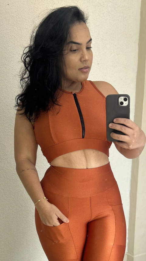 Top ziper prada terra cota - comprar online