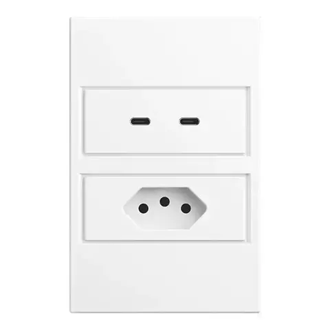 ACESSÓRIO S. TOUCH TOMADA DUPLA 10A USB-C 4A POLICARBONATO BRANCO - STELLA STO24430BR
