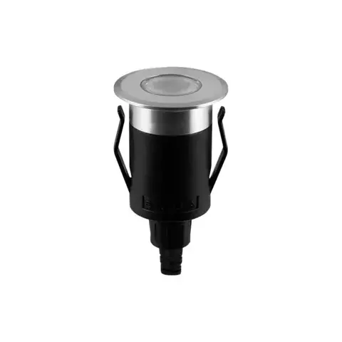 BALIZADOR DE SOLO CHÃO LED WAY UP RECUADO REDONDO COM GRADE ANTIOFUSCANTE 24° EXTERNO 3000K 1W BIVOLT Ø4,1X7,3CM ALUMÍNIO PRATA - STELLA STL21712AL/30