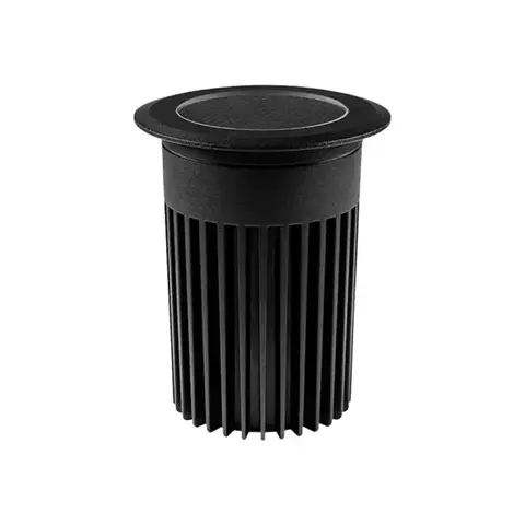EMBUTIDO DE SOLO CHÃO LED FOCCO GRID REDONDO COM GRADE ANTIOFUSCANTE 12º EXTERNO 3000K 18W BIVOLT Ø10X12,5CM ALUMÍNIO PRETO - STELLA STH8719/30