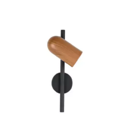 ARANDELA ONNA 1XGU10 C12XL11XA12CM PRETO E MADEIRA STUDIOLUCE - AR1863PTMD