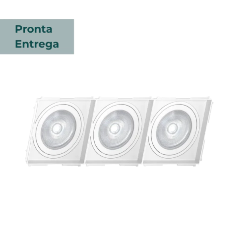 SPOT DE EMBUTIR NO FRAME RETANGULAR TRIPLO DICROICA PAR16 27,3X9,1X2,9CM TERMOPLÁSTICO BRANCO - SAVE ENERGY SE-330.2085 - comprar online