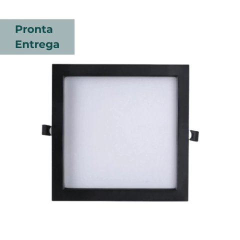 PAINEL LUMINÁRIA DE EMBUTIR LED QUADRADO 3000K 18W BIVOLT 21,7X21,7X2,5CM POLICARBONATO PRETO - OPUS OPS 82048 - comprar online