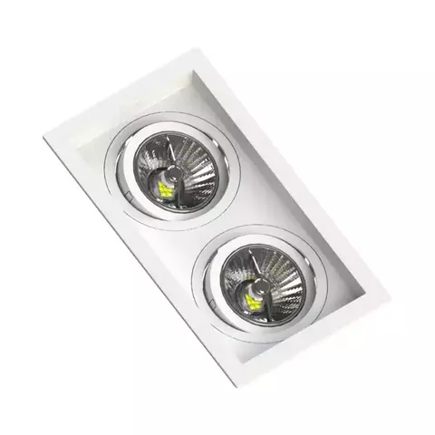 SPOT DE EMBUTIR FACE RECUADO RETANGULAR DUPLO MINI DICROICA 12,5X7X3,5CM TERMOPLÁSTICO BRANCO - SAVE ENERGY SE-330.3126