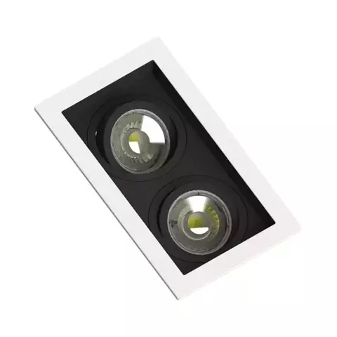 SPOT DE EMBUTIR FACE RECUADO RETANGULAR DUPLO DICROICA PAR16 17,5X10X3,5CM TERMOPLÁSTICO BRANCO E PRETO - SAVE ENERGY SE-330.2899