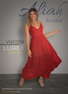 Viscose com Lurex. Composição: 98% Viscose 2% Poliéster. Largura: 1,40m. Gramatura: 80 G/m²