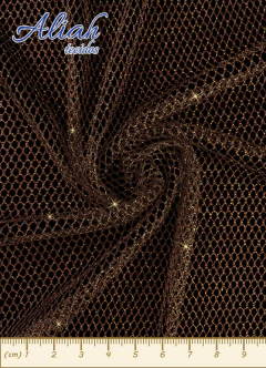 Tecido Arrastão com Brilho. Composição: 100% Poliéster. Largura: 1,40m. Gramatura: Em torno de 50 Gr/m²