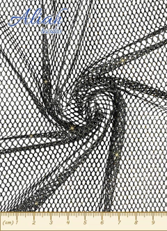 Tecido Arrastão com Brilho. Composição: 100% Poliéster. Largura: 1,40m. Gramatura: Em torno de 50 Gr/m²