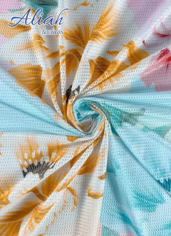 Tecido de Malha Arrastão Digital. Composição: 90% Poliéster 10% Elastano. Largura: 1,75m