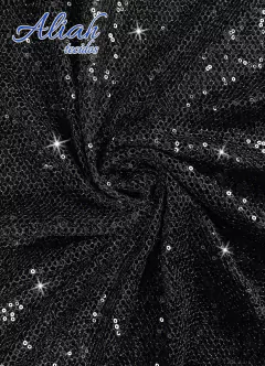 Tecido de Malha Paetê. Composição: 100% Poliéster. Largura: 1,40 m